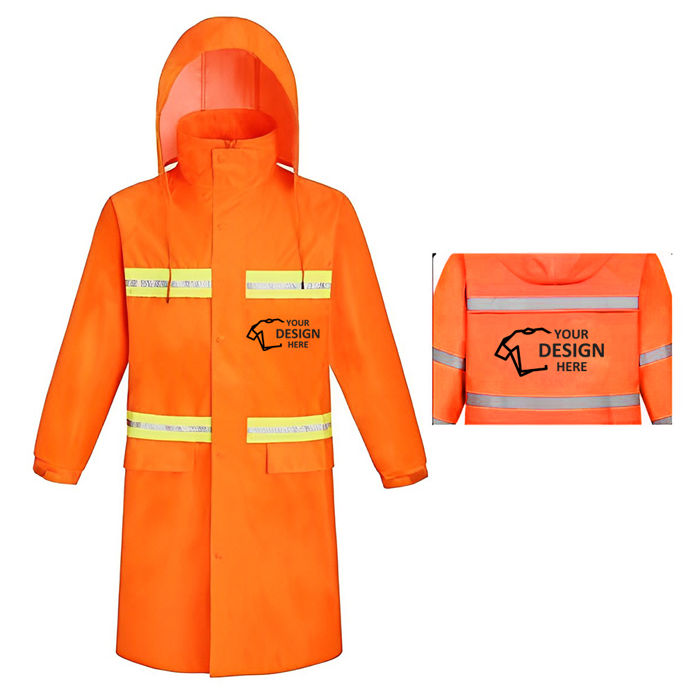 Safety Jacket Reflective Raincoat High Visibility Orange Logo