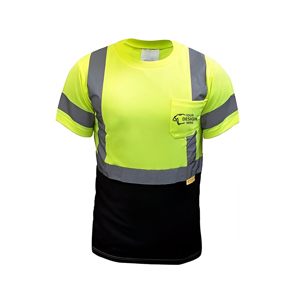 Short Sleeve Safety T-shirt With 2 Inch Replective Tape Green Logo