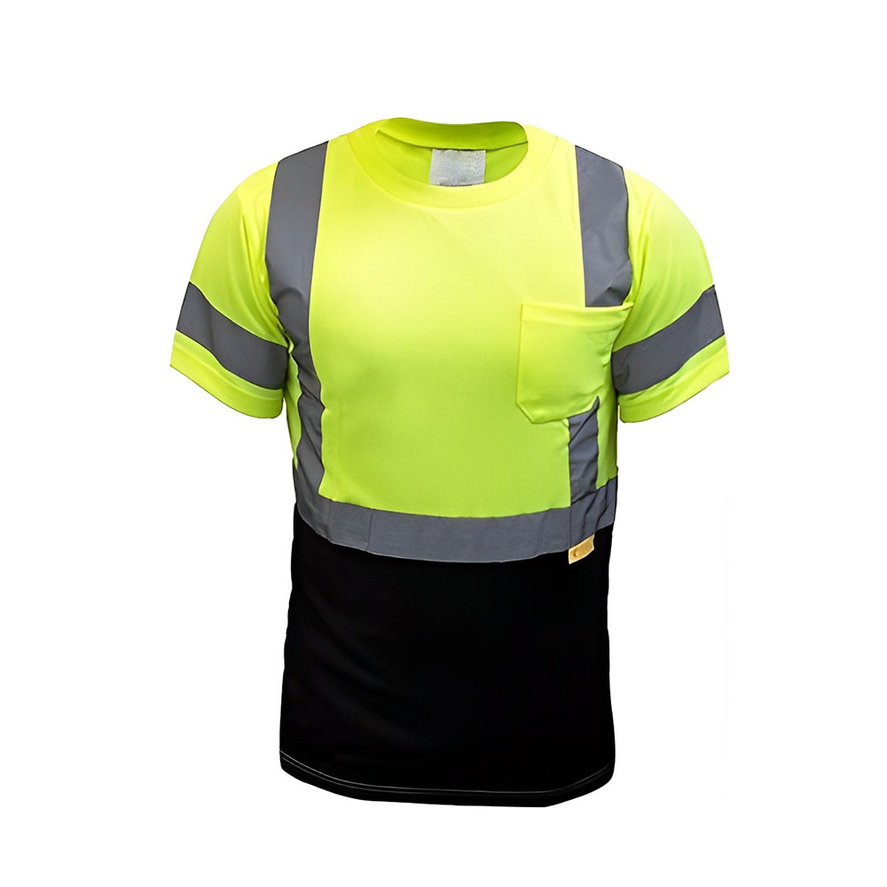 Short Sleeve Safety T-shirt With 2 Inch Replective Tape Green