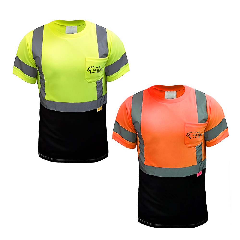 Short Sleeve Safety T-shirt With 2 Inch Replective Tape Group