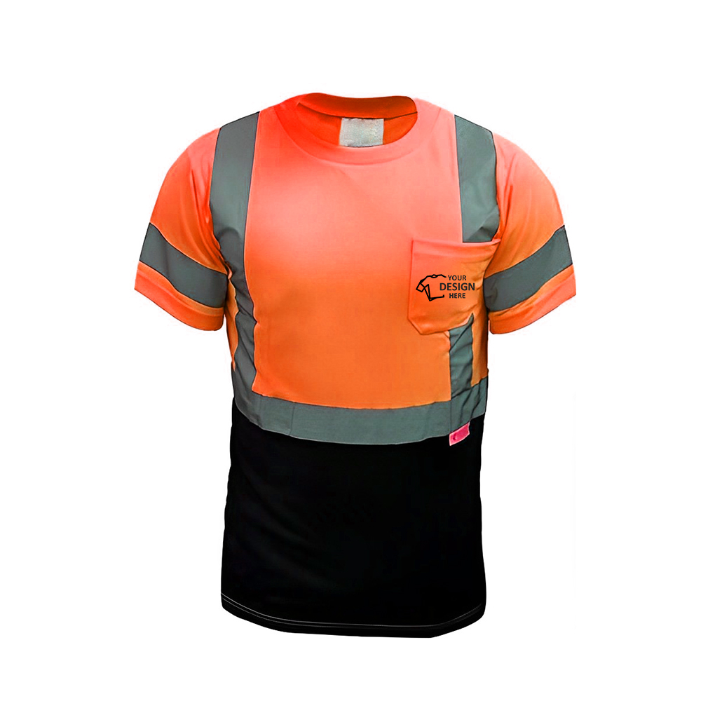 Short Sleeve Safety T-shirt With 2 Inch Replective Tape Orange Logo