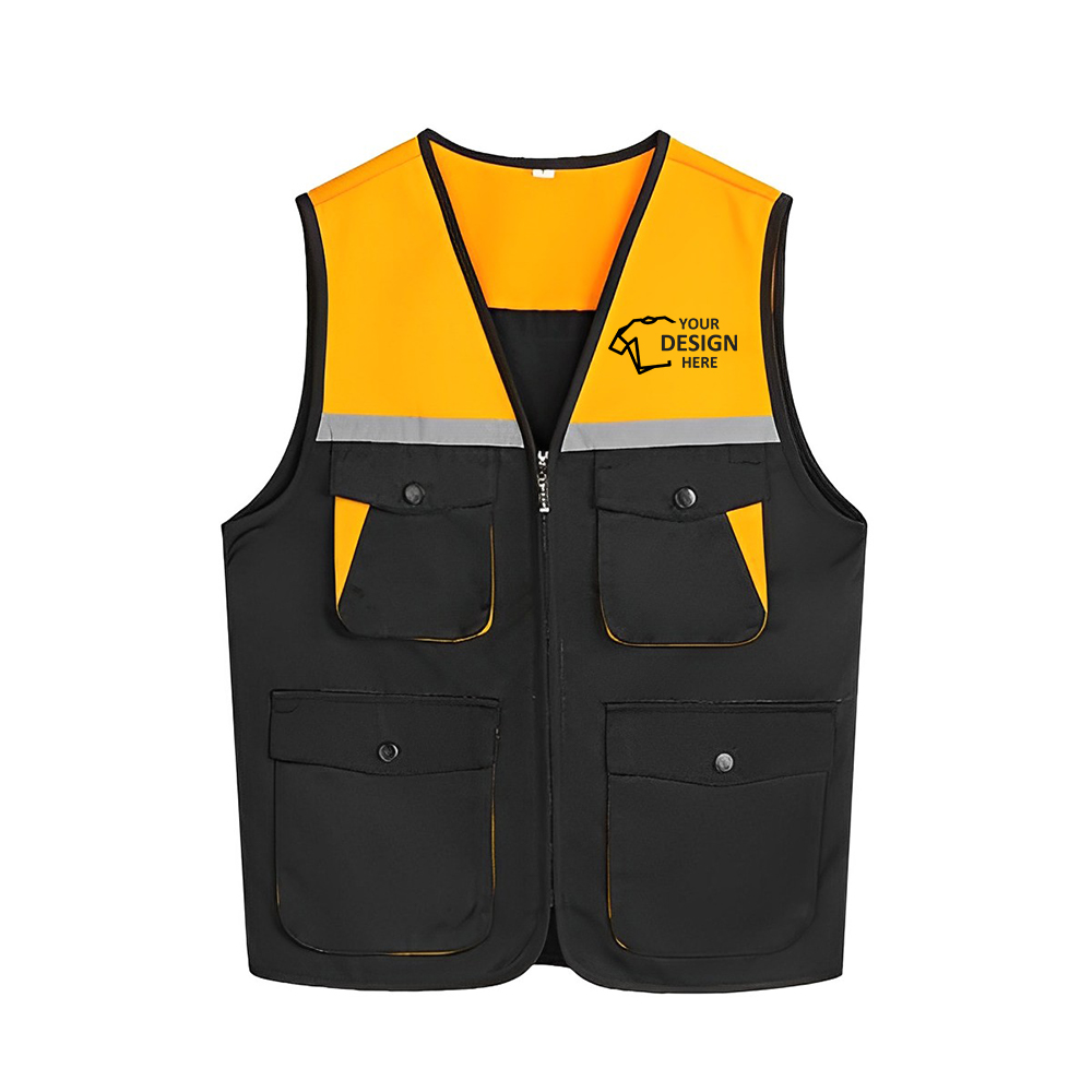 Two Tone Work Vest BlackYellow Logo