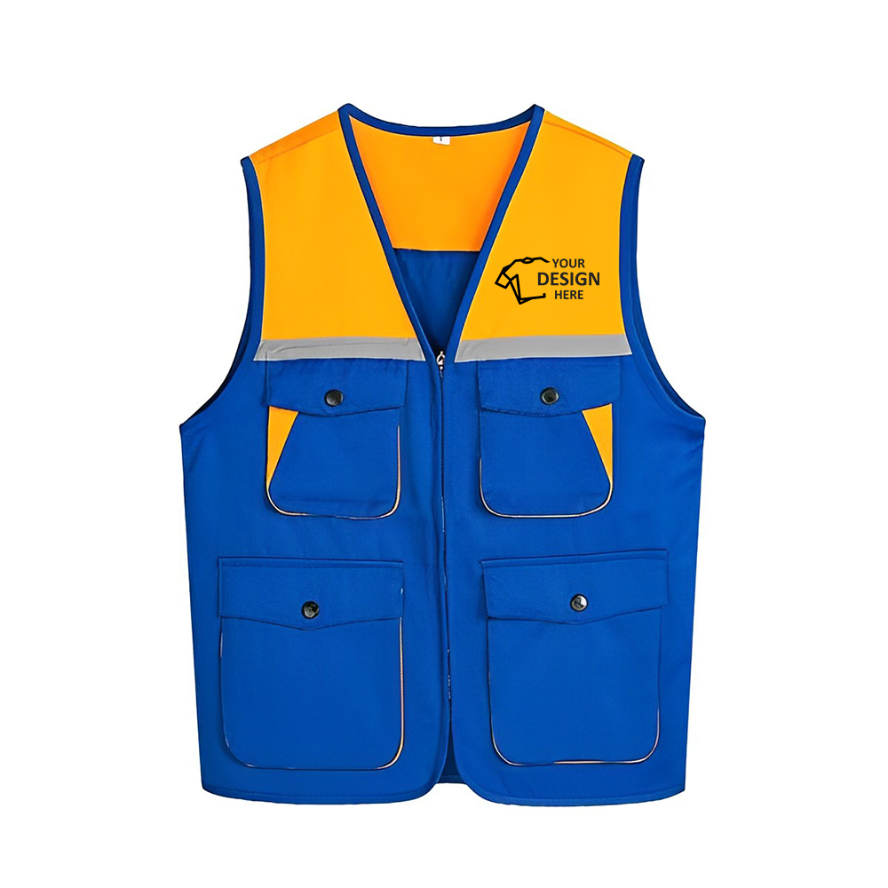 Two Tone Work Vest BlueYellow Logo