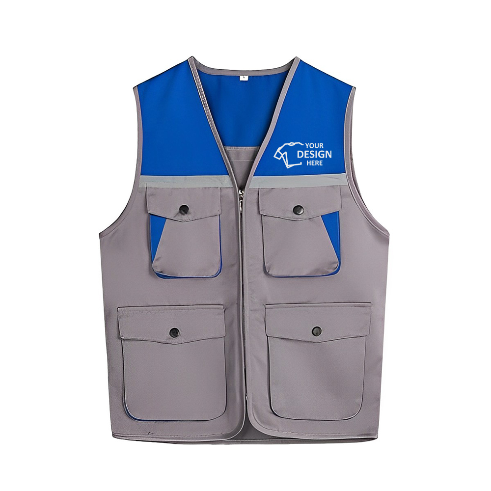 Two Tone Work Vest GrayBlue Logo