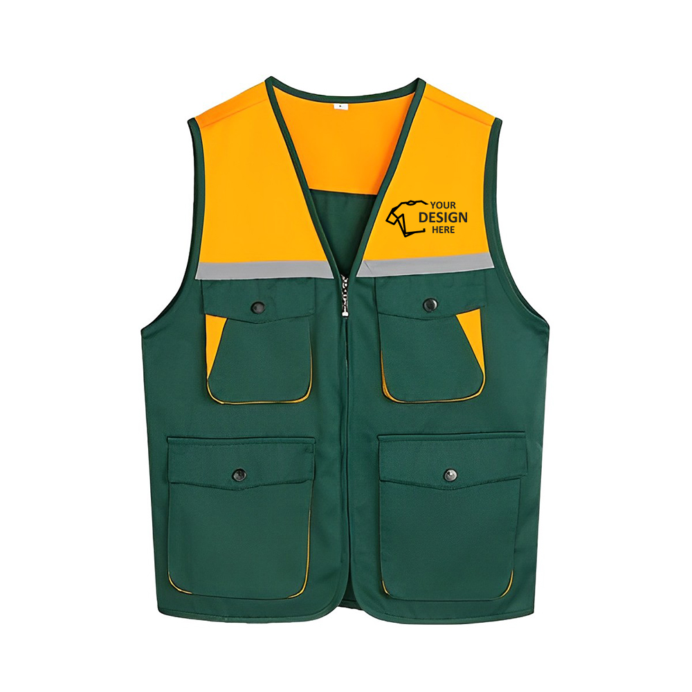 Two Tone Work Vest GreenYellow Logo