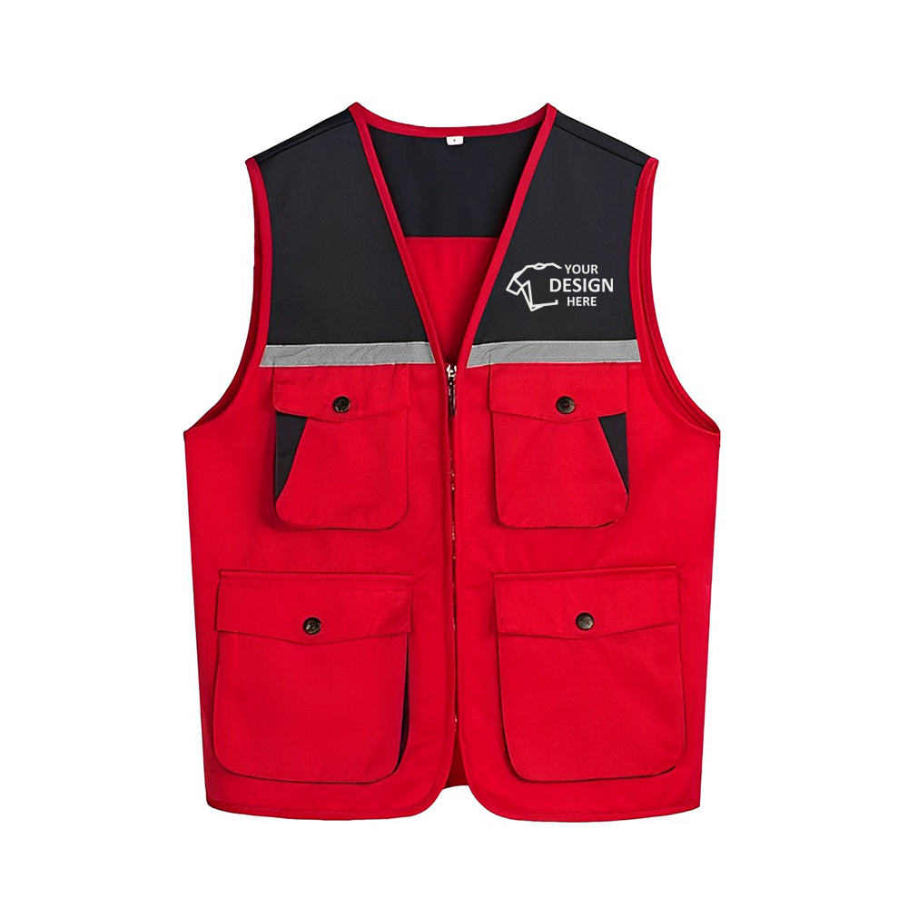 Two Tone Work Vest RedBlack Logo