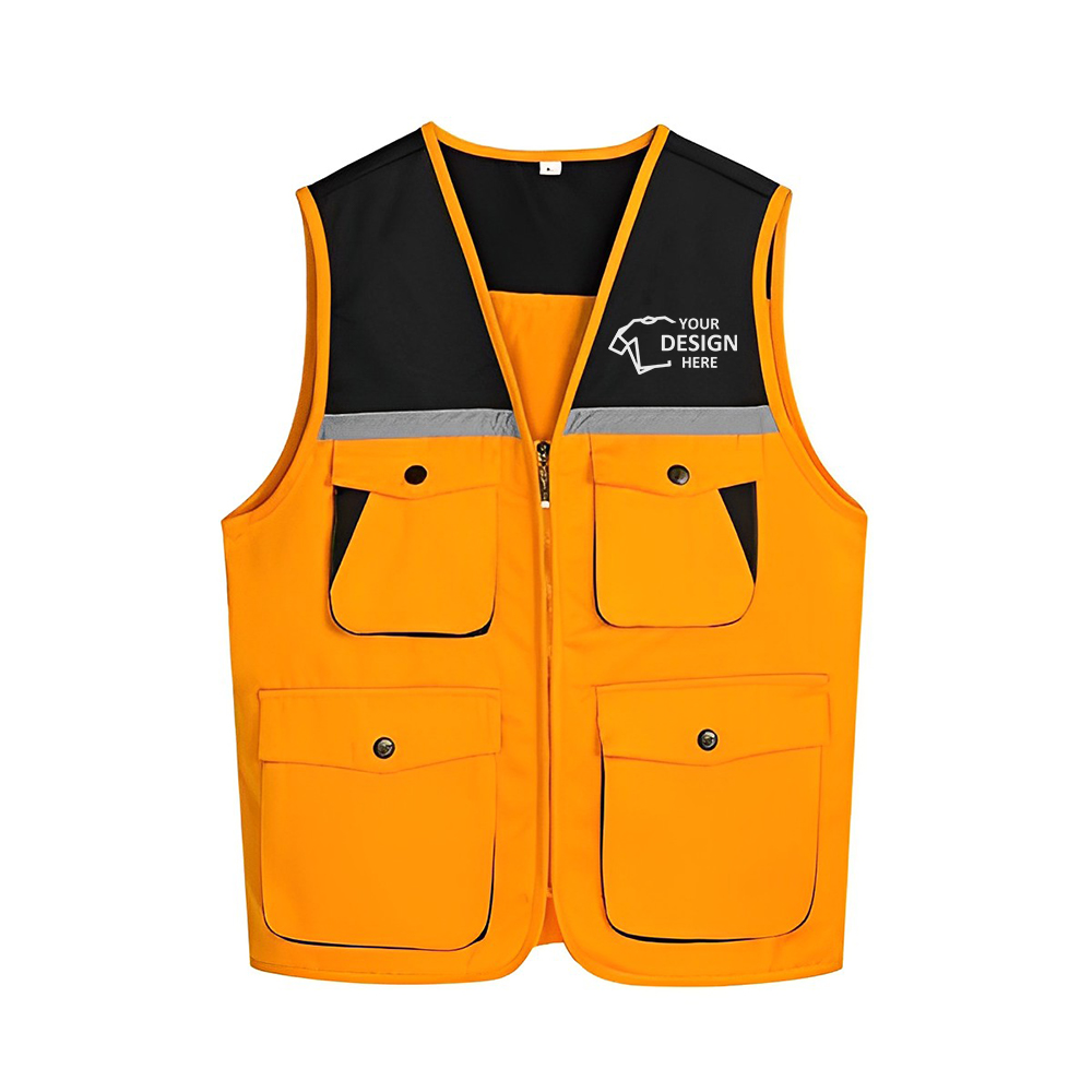 Two Tone Work Vest YellowBlack Logo