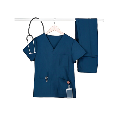 Unisex V-Neck Scrubs Medical Uniform With Name