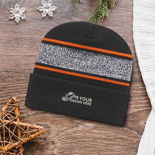 Promotional Variegated Striped Knit Cap With Cuff