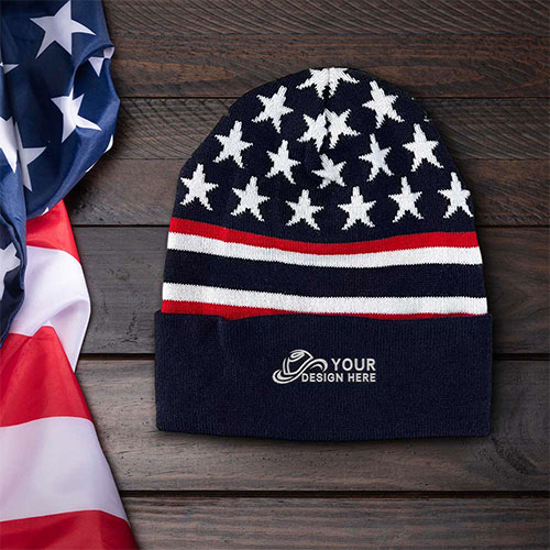 Promotional Flag Knit Cap with Cuff