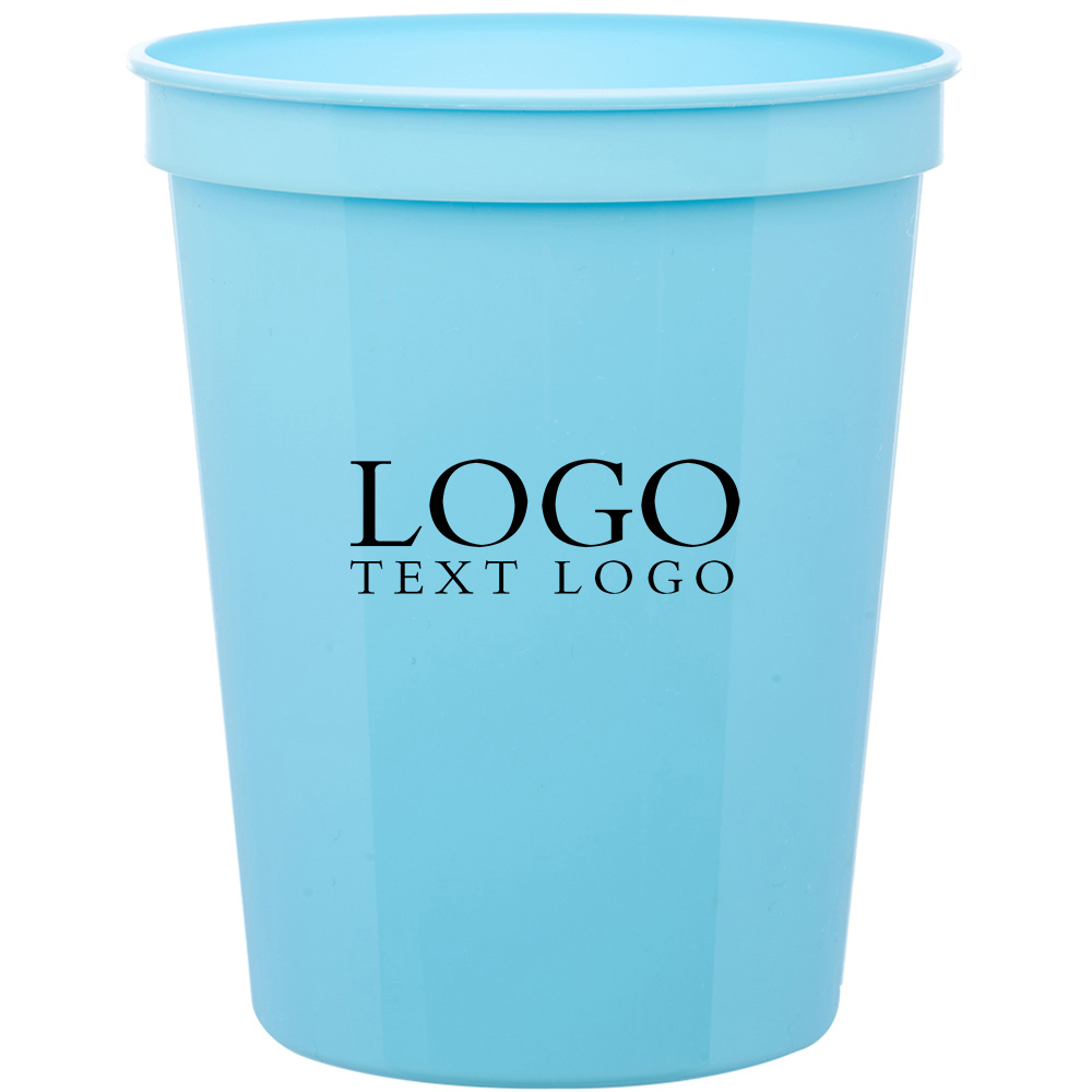 Custom Reusable Plastic Cups 16 Oz Stadium Cup Light-Blue With Logo