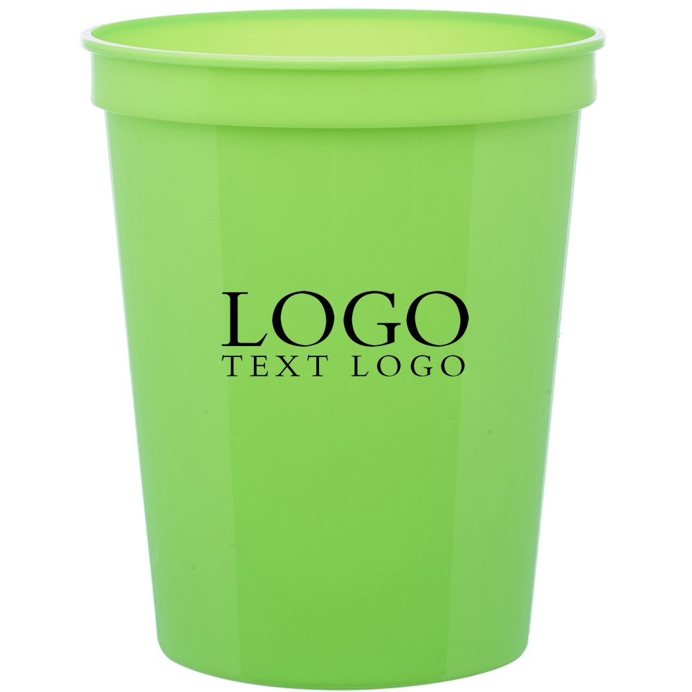 Custom Reusable Plastic Cups 16 Oz Stadium Cup Lime-Green With Logo