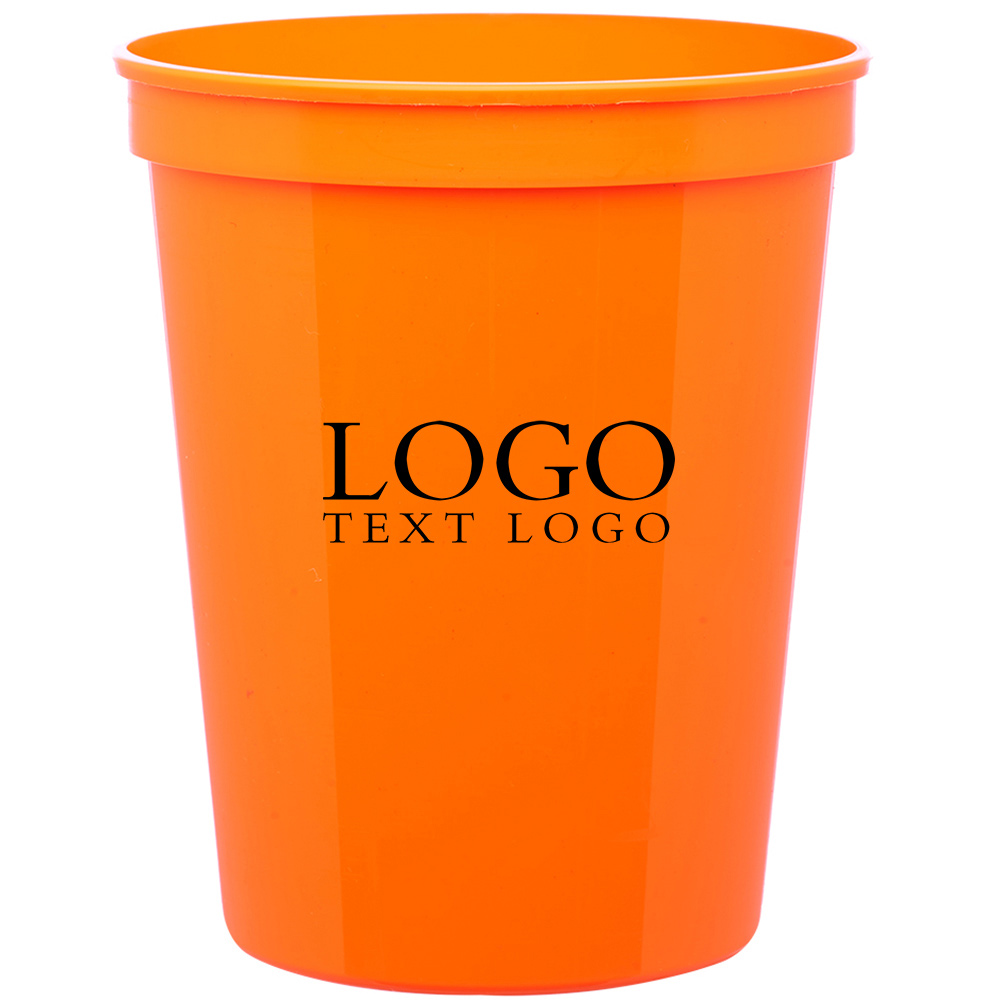 Custom Reusable Plastic Cups 16 Oz Stadium Cup Orange With Logo