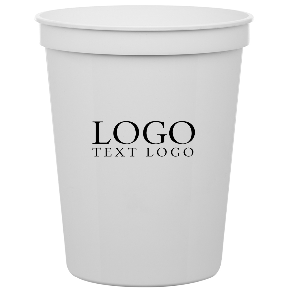 Custom Reusable Plastic Cups 16 Oz Stadium Cup White With Logo