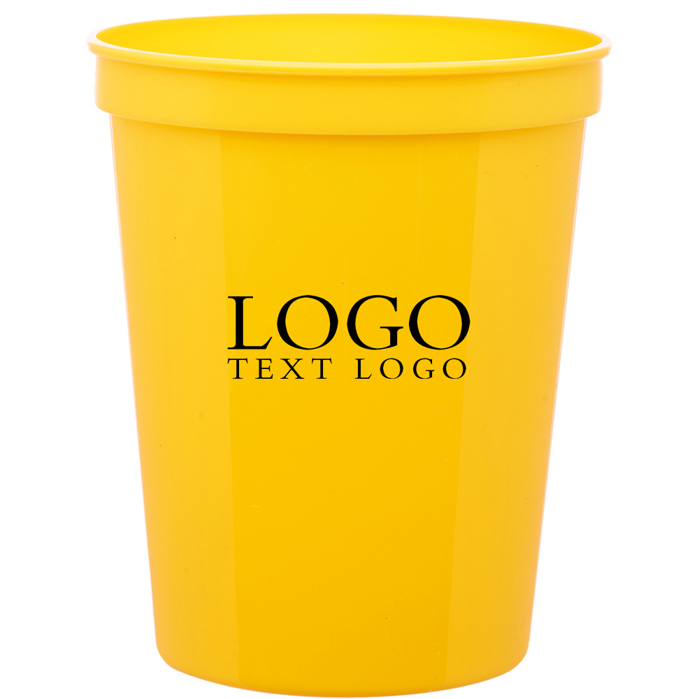 Custom Reusable Plastic Cups 16 Oz Stadium Cup Yellow With Logo