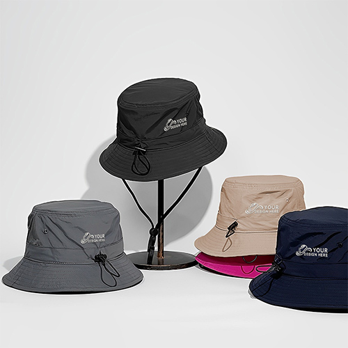 Custom Sun Protection Bucket Hat With Detachable Wind Landyard