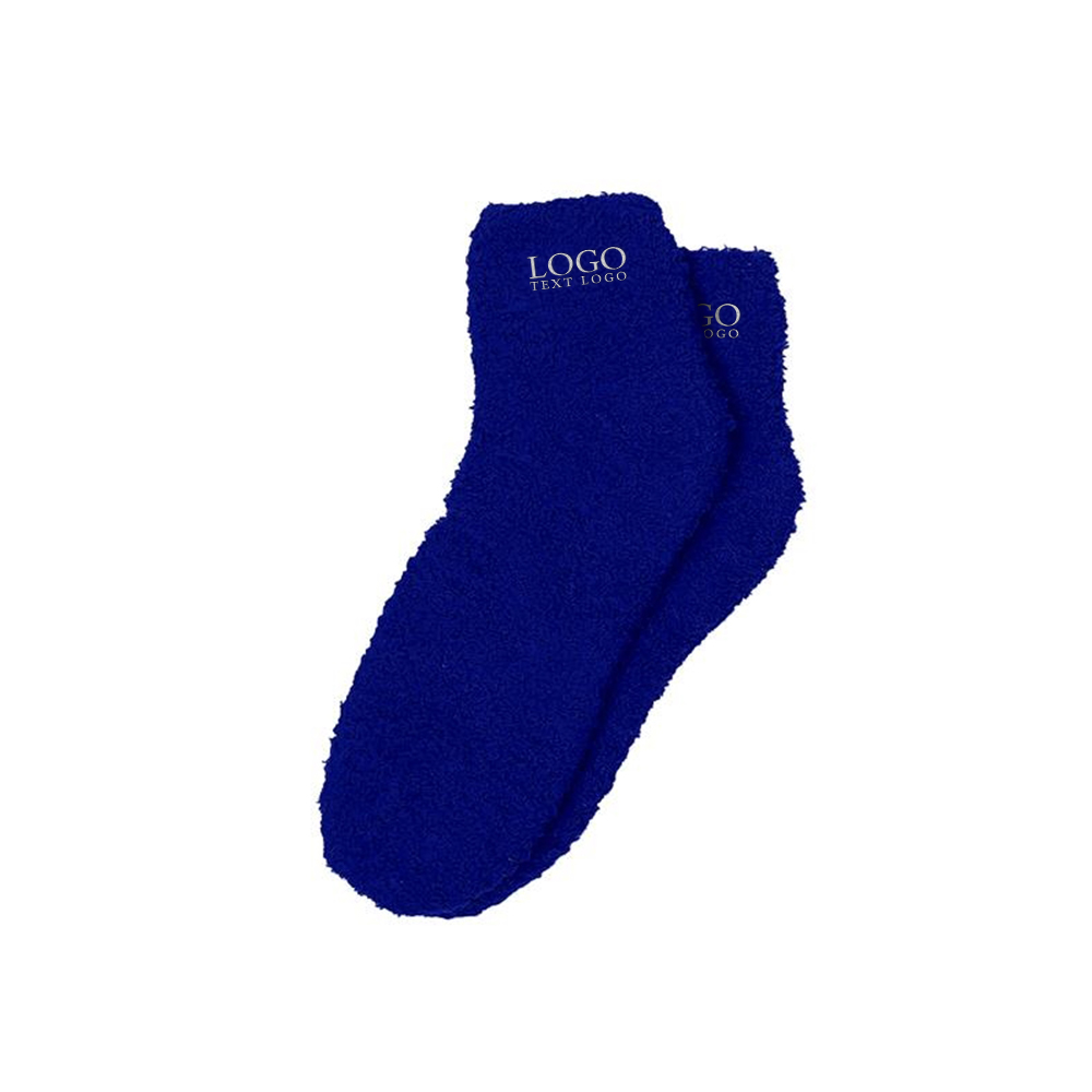 Fuzzy Socks Royal Blue With Logo