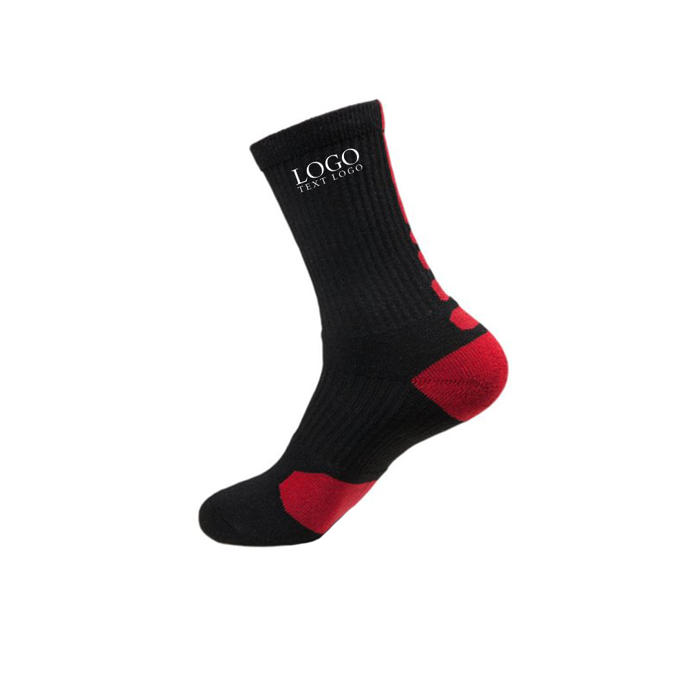 Premium Sport Breathable Sock Black Red With Logo