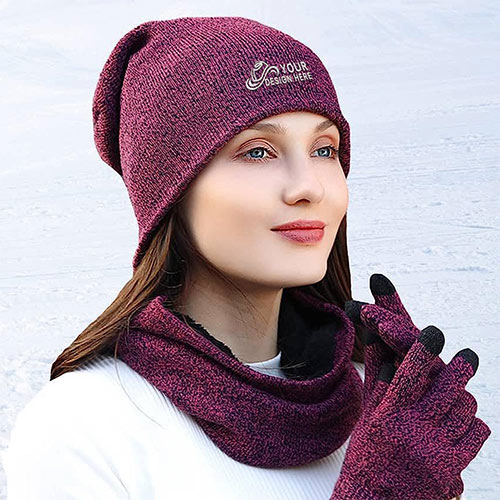 Custom Men Women Winter Beanie Hat Scarf Set