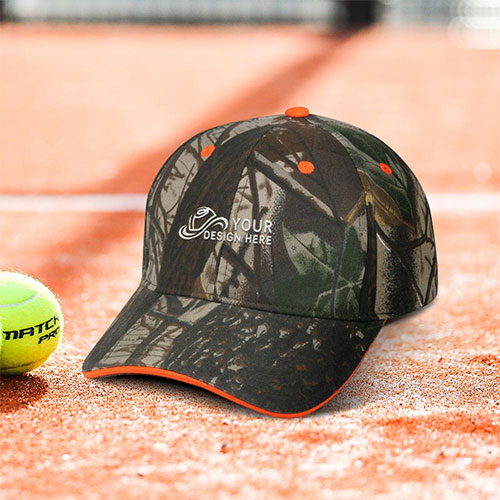 Custom Camouflage Cap with Safety Orange Sandwich Bill