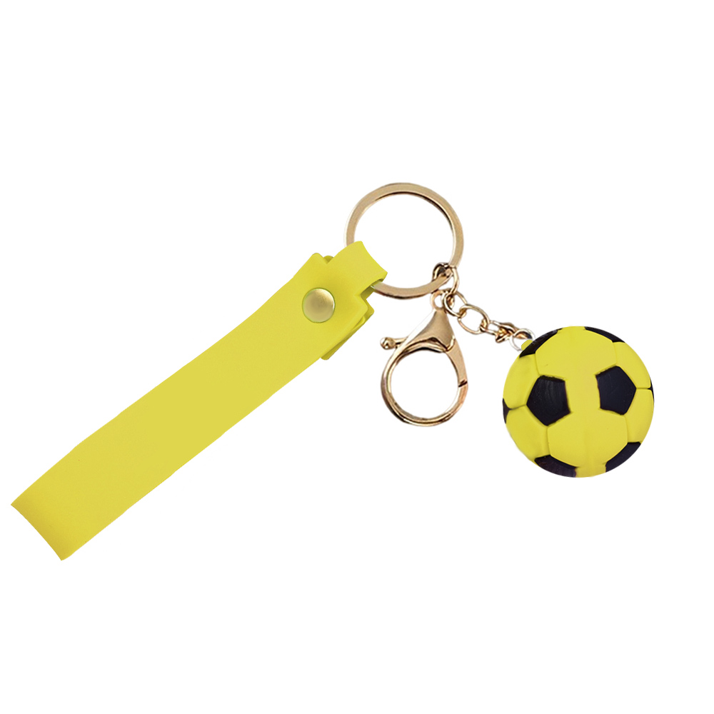 Soccer Ball Wrist Strap Key Chain Yellow