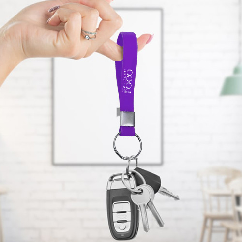 Silicone Wristband Keychain With Custom Logo