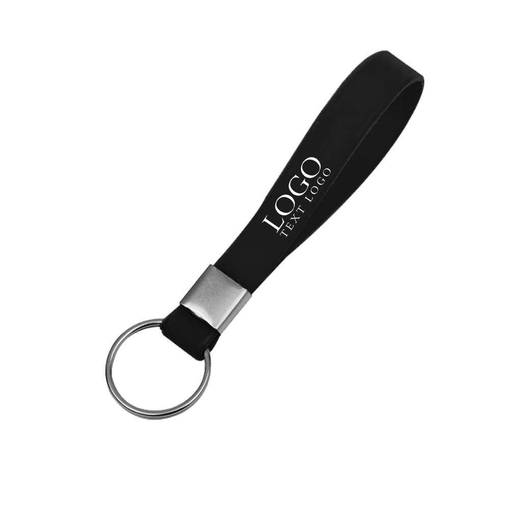 Silicone Wristband Keychain Black With Logo