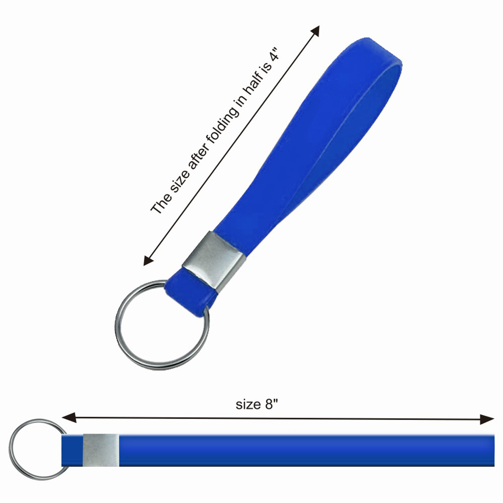 Silicone Wristband Keychain Blue Color With Size details