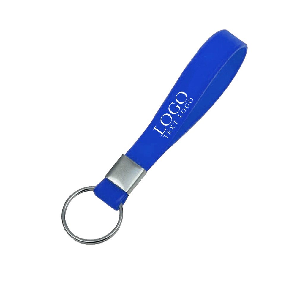Silicone Wristband Keychain Blue With Logo