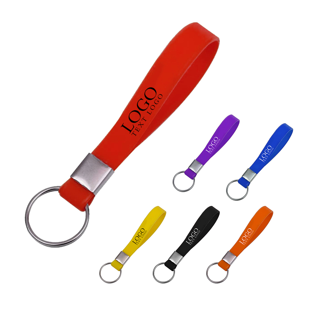 Silicone Wristband Keychain Group With Logo