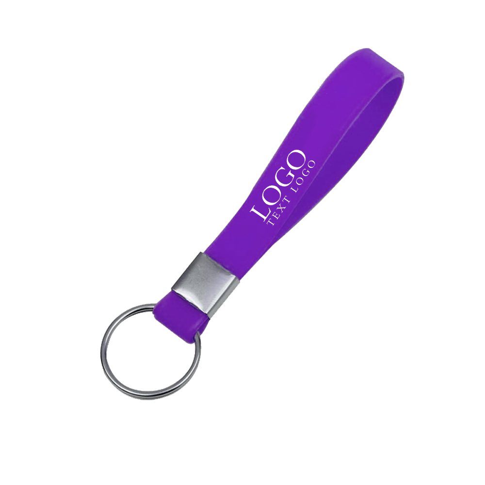 Silicone Wristband Keychain Purple With Logo