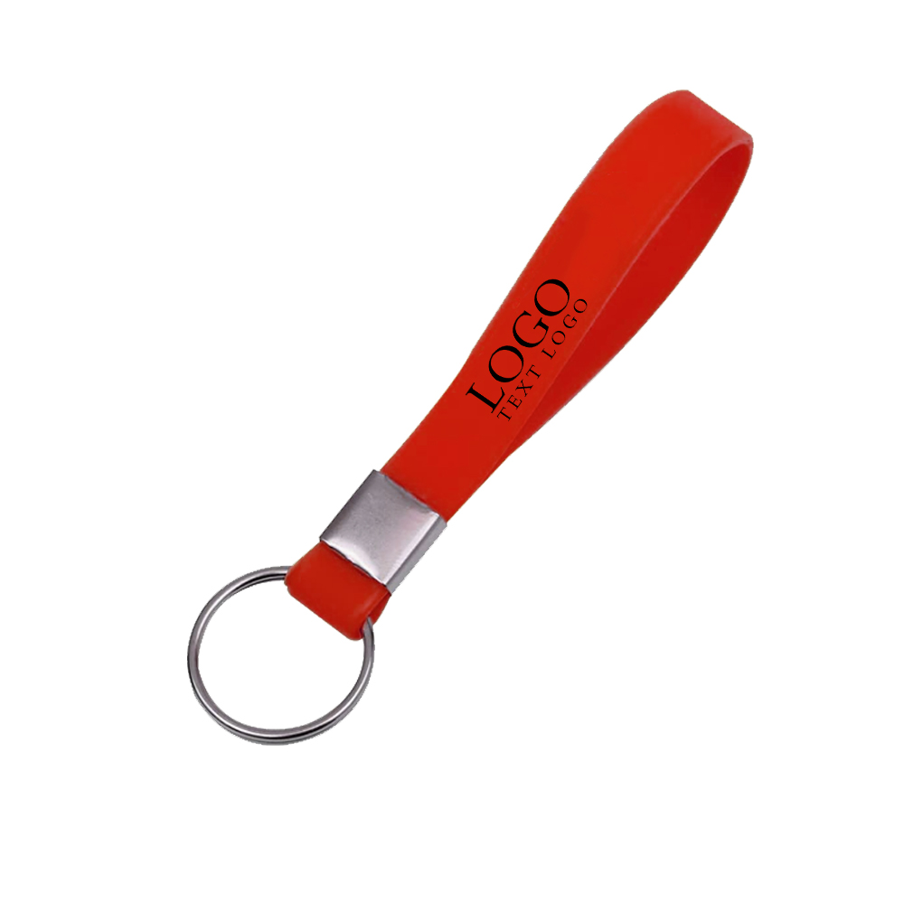 Silicone Wristband Keychain Red With Logo