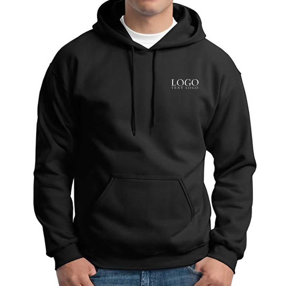 Custom Gildan 18500 Adult Hooded Sweatshirts Black With Logo