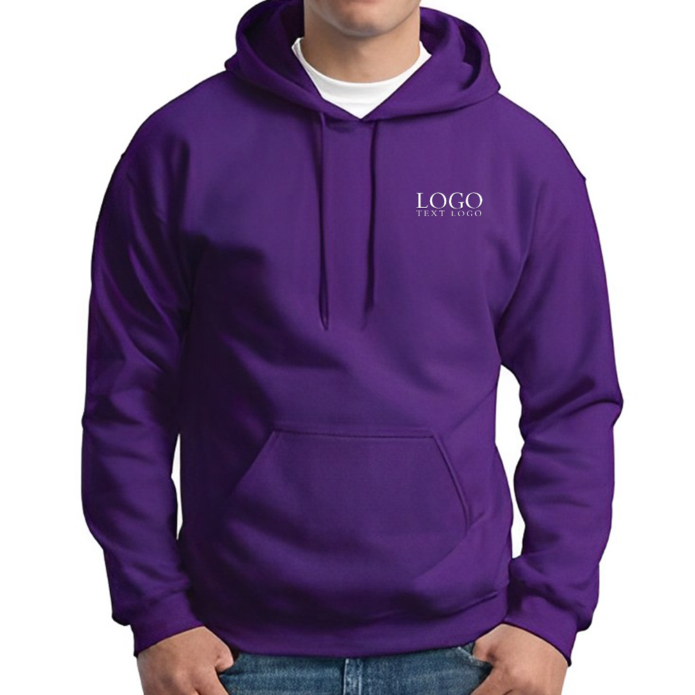 Custom Gildan 18500 Adult Hooded Sweatshirts Purple With Logo