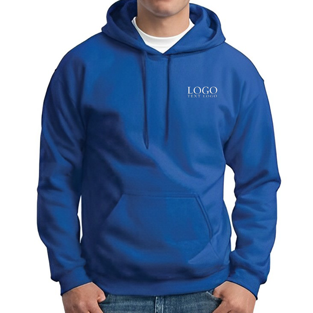 Custom Gildan 18500 Adult Hooded Sweatshirts Royal Blue With Logo