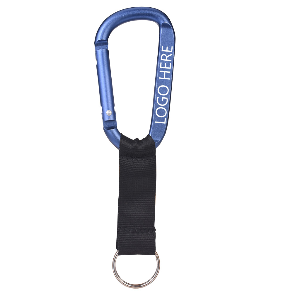 Carabiner Strap Keychains Blue with Logo