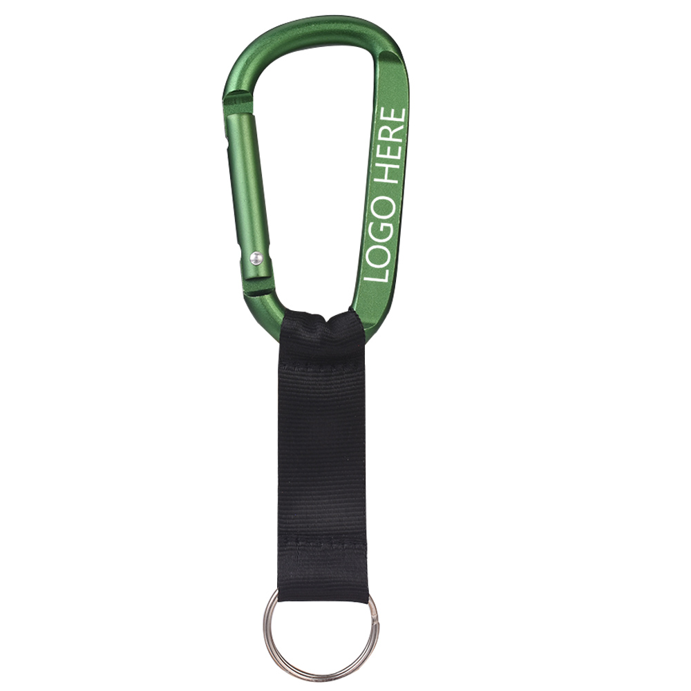 Carabiner Strap Keychains Green with Logo
