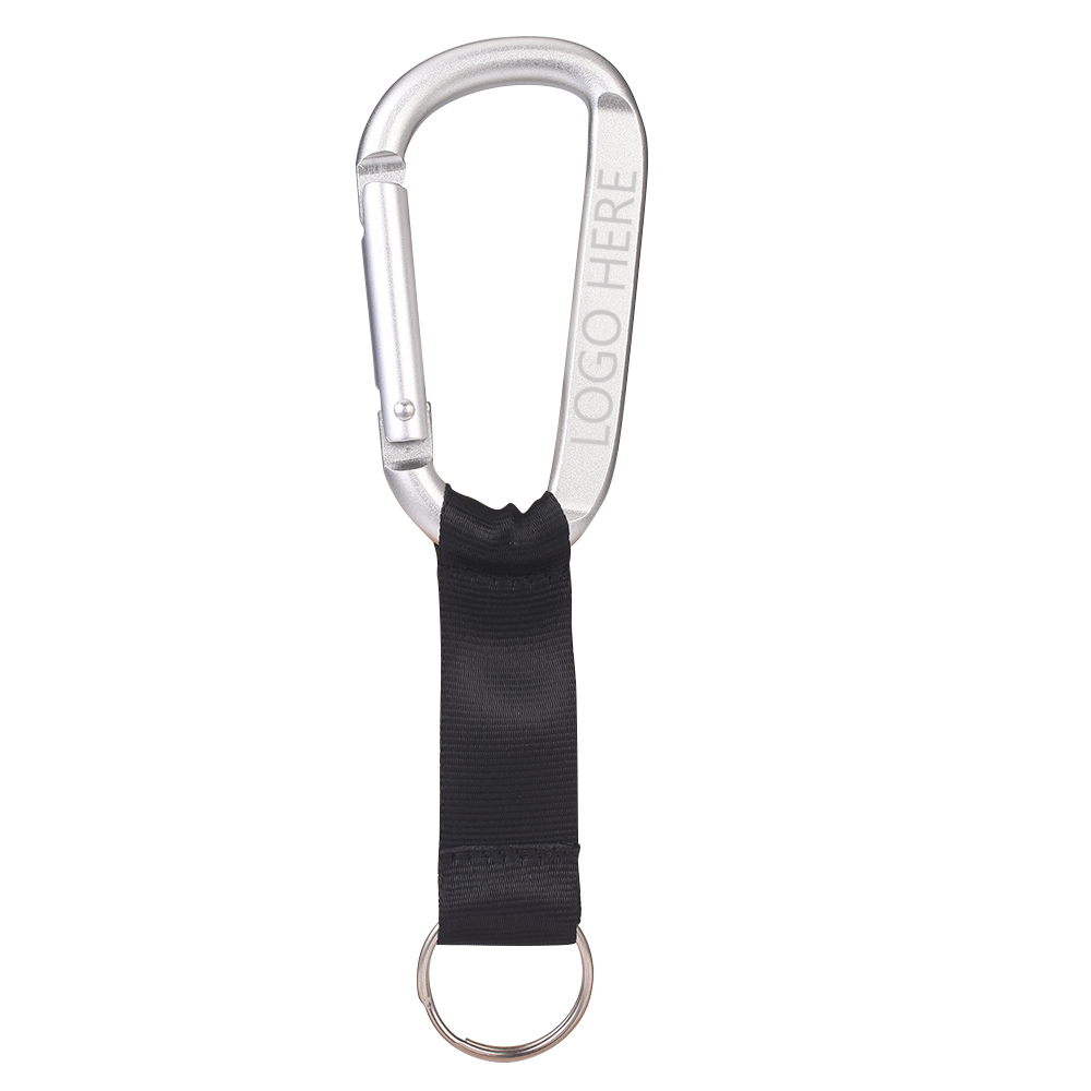 Carabiner Strap Keychains Silver with Logo