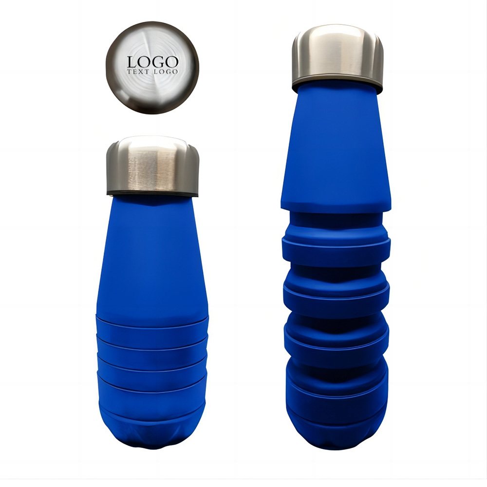 16 Oz Collapsible Swiggy Bottle Blue With Logo