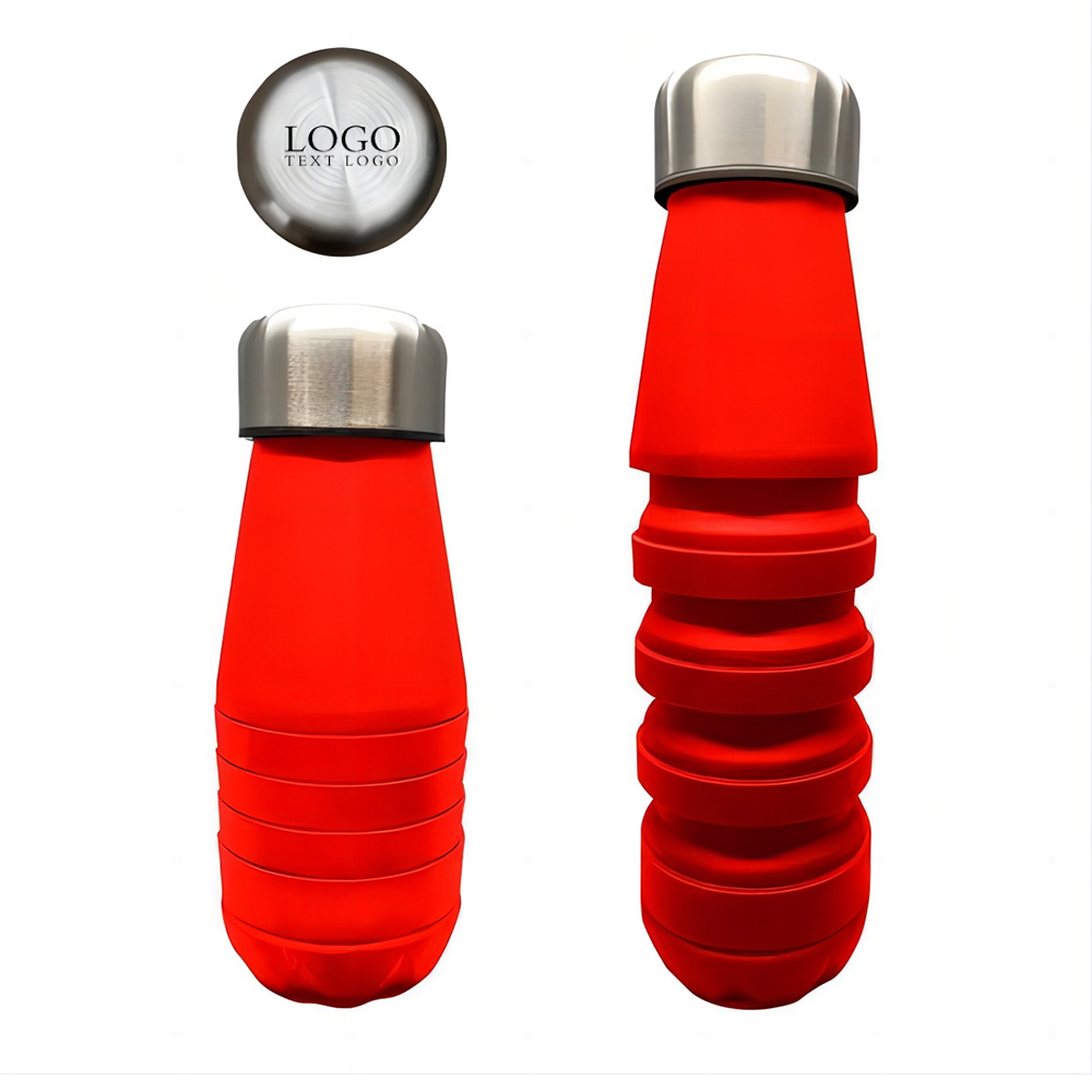 16 Oz Collapsible Swiggy Bottle Red With Logo