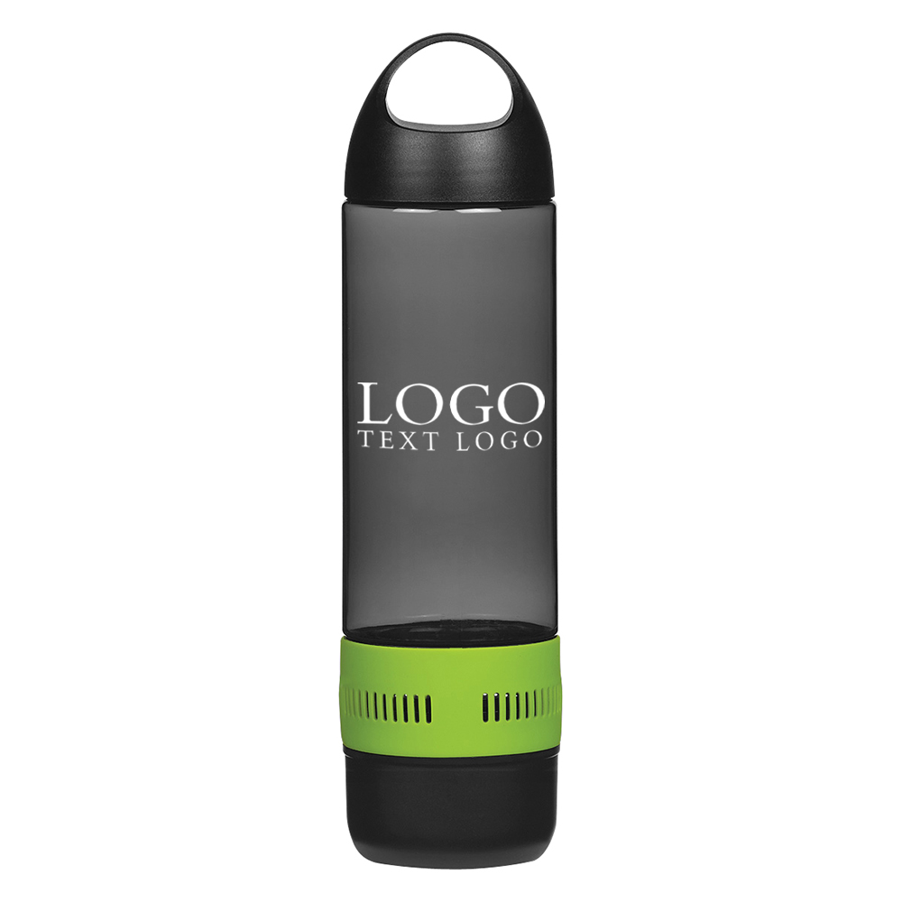 16 Oz Tritan Rumble Bottle With Speaker Charcoal Lime With Logo