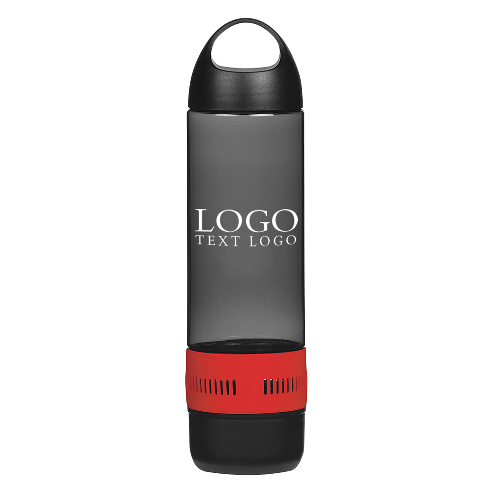 16 Oz Tritan Rumble Bottle With Speaker Charcoal Red With Logo