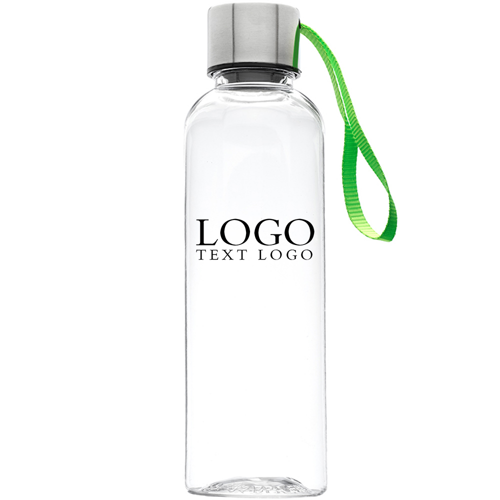 17 Oz Genie Plastic Water Bottle With Strap Lime-Green With  logo