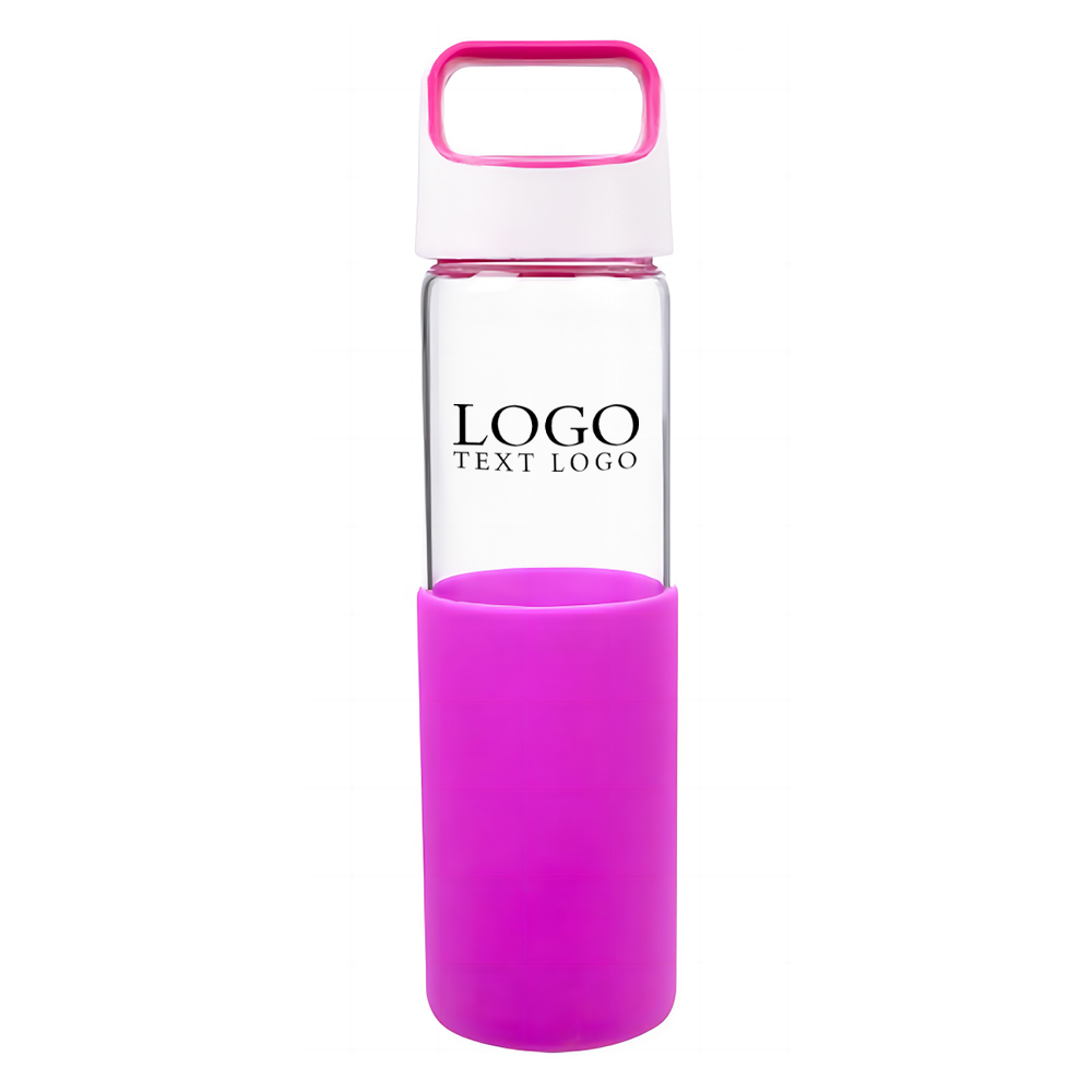 20 Oz Lela Glass Bottle Fuchsia With Logo