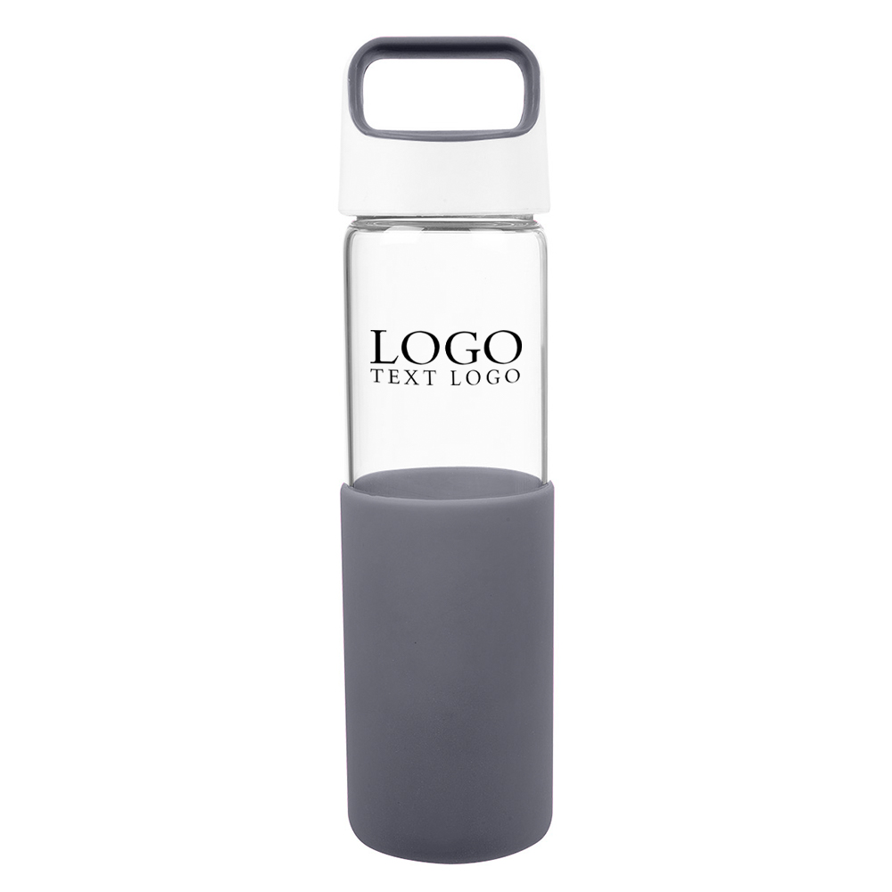 20 Oz Lela Glass Bottle Gray With Logo
