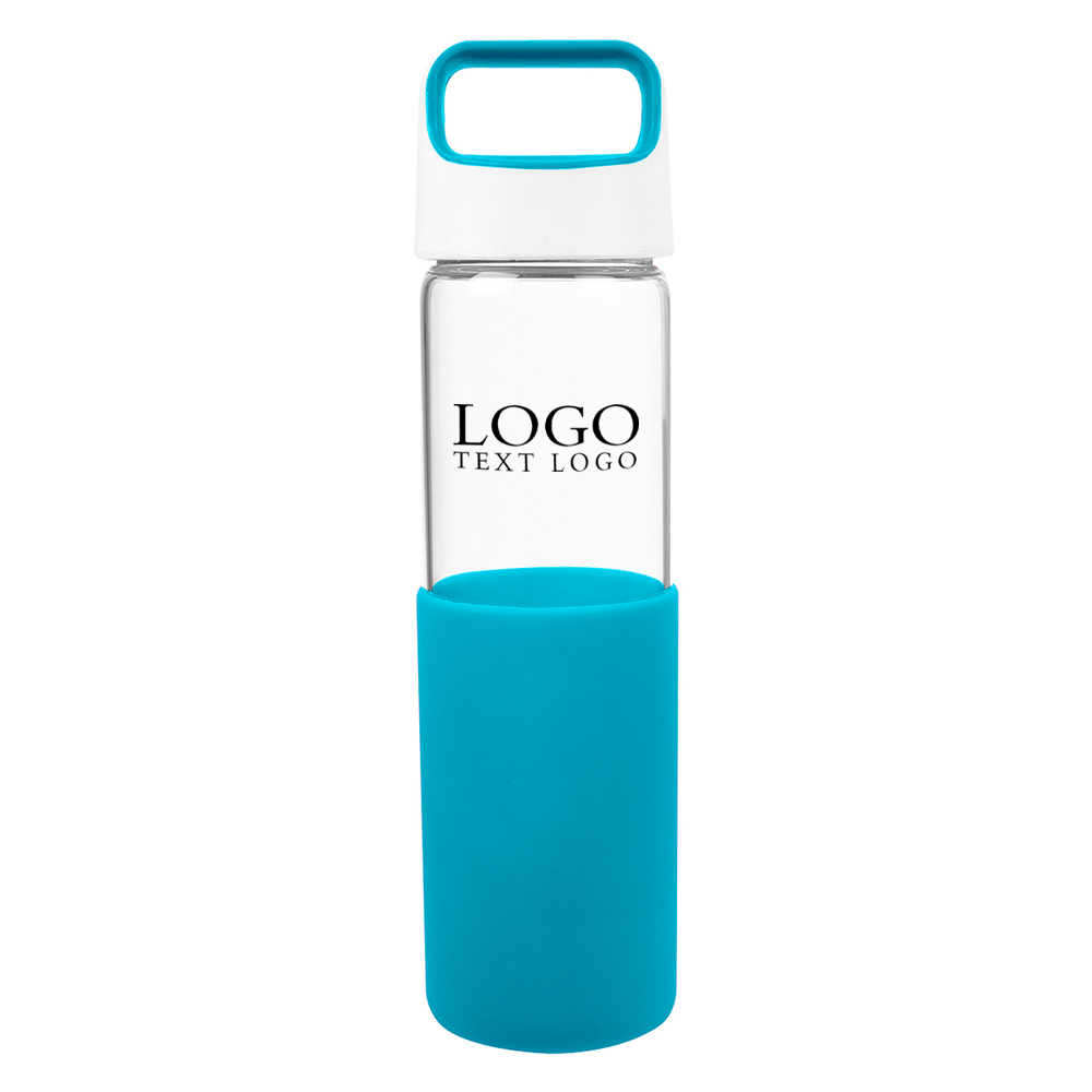 20 Oz Lela Glass Bottle Teal With Logo
