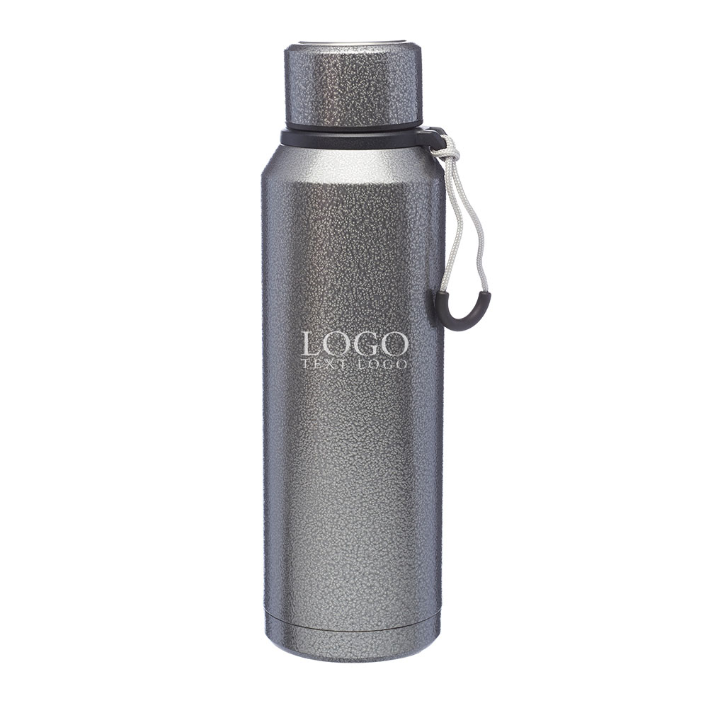 20 oz Jeita Vacuum Water Bottle with Strap Silver With Loog