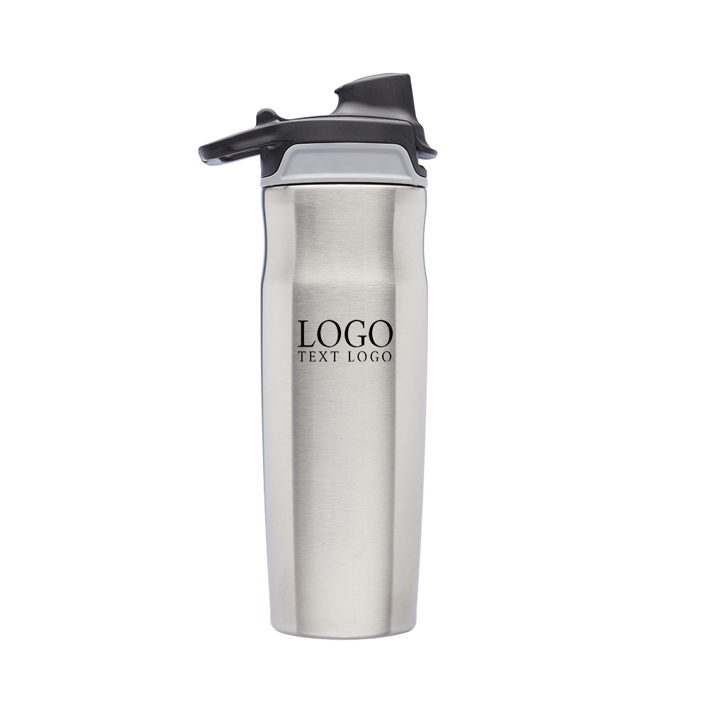 20 oz Juno Water Bottle with Flip Lid Silver With Logo