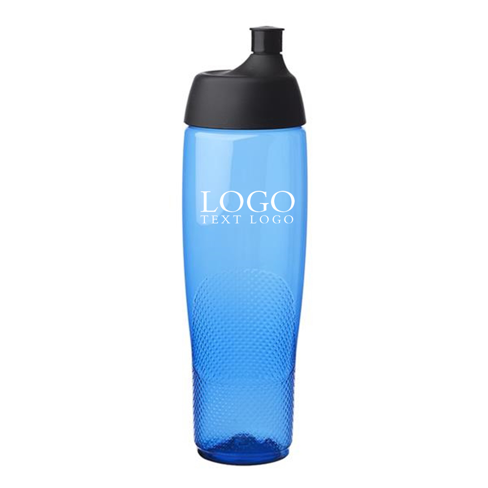 22 oz Enlace Vaus Plastic Water Bottle Blue With Logo