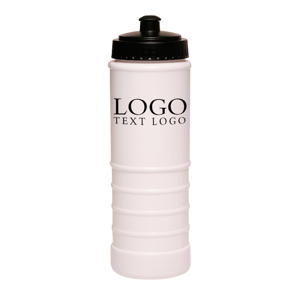 23 oz Plastic Water Bottle White With Logo